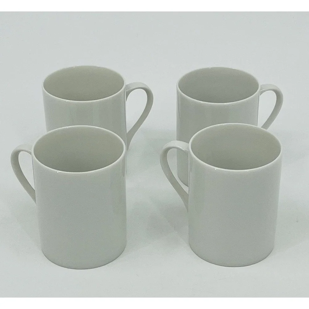 Vintage MCM Set 4 White Demitasse Espresso Cups Mugs Schmid Porcelain Japan